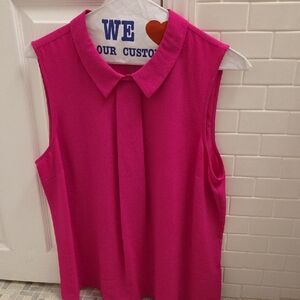 CeCe Pink Sleeveless Blouse with Peter Pan Collar